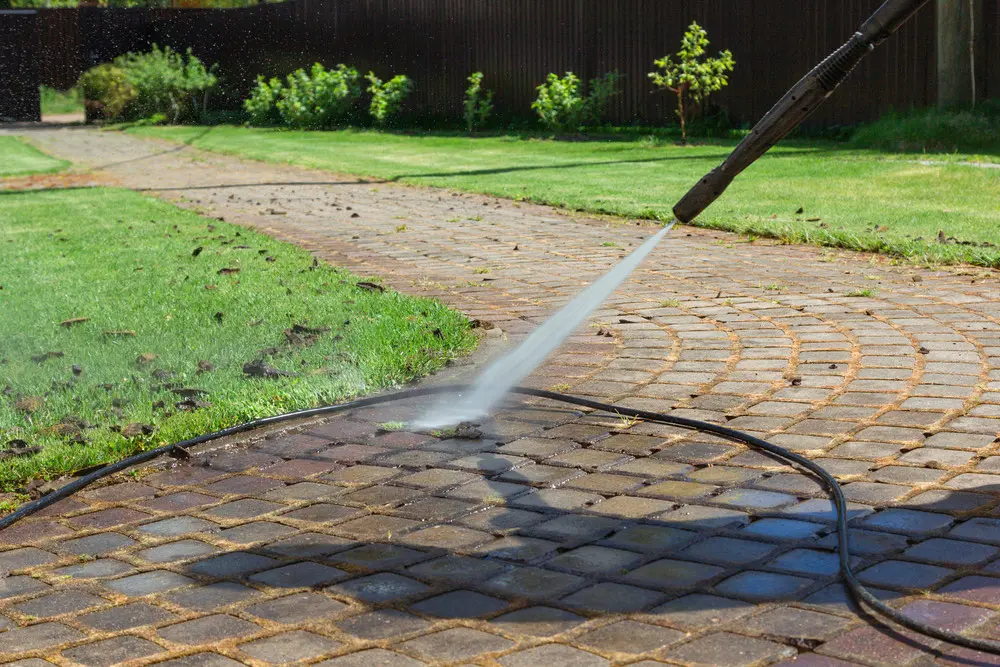 Freshly pressure washed driveway in Danville, VA